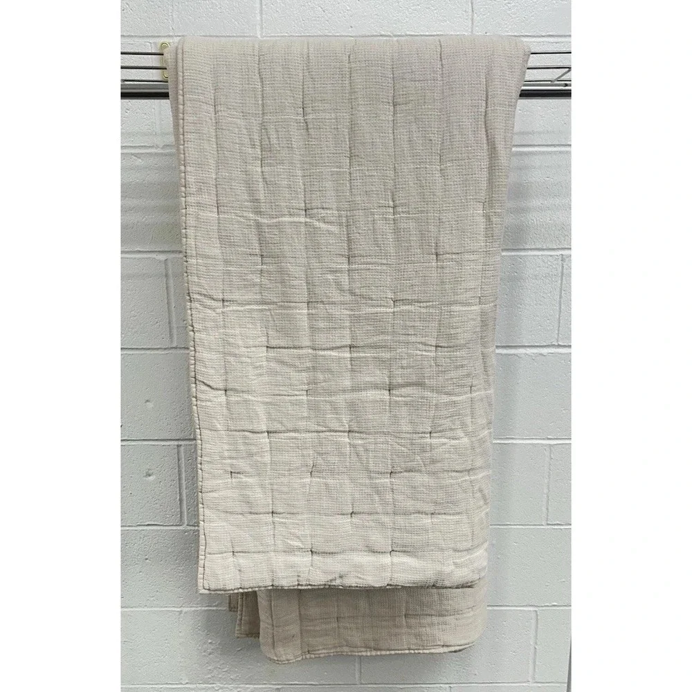 Pottery Barn Beige‎ Belgian Flax Linen Waffle Comforter Full/Queen 84